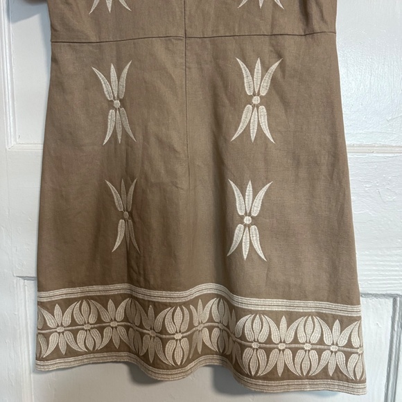 Zara Tan/Cream Embroidered Dress - Picture 5 of 9
